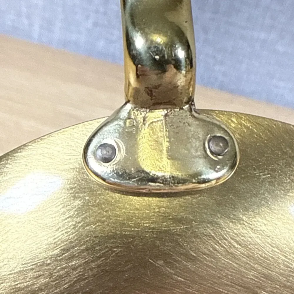 Vintage Solid Brass Chamberstick Candle Holder Finger Loop Colonial Taper Rare